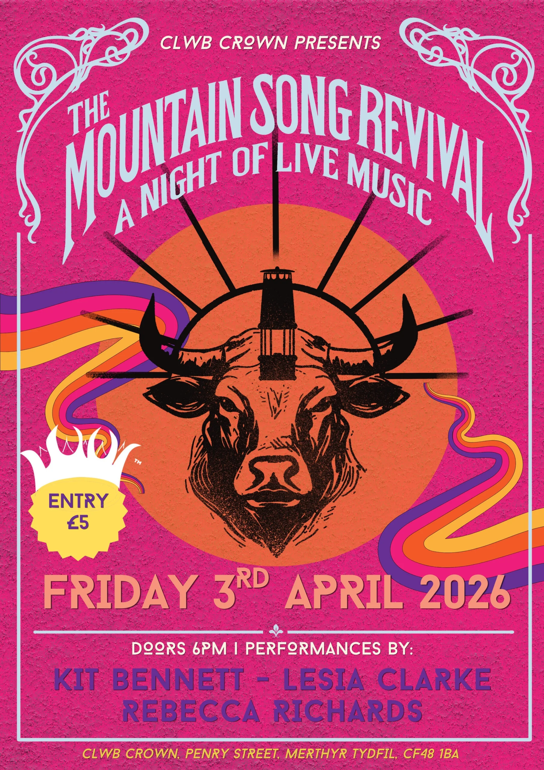 The Mountain Song Revival live music night at Clwb Crown Merthyr Tydfil April 2026